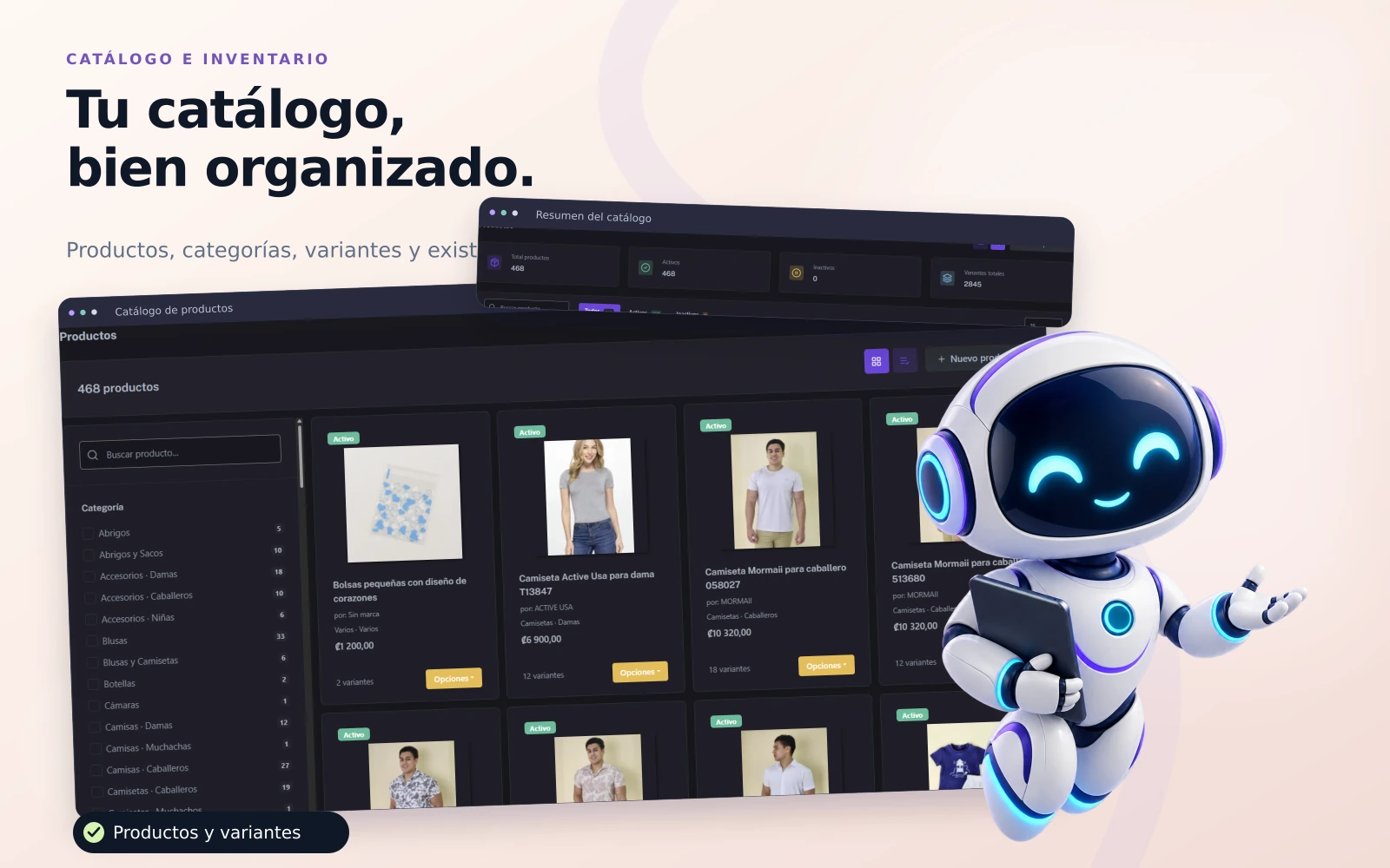 Pantalla del módulo de gestión de inventario en el sistema