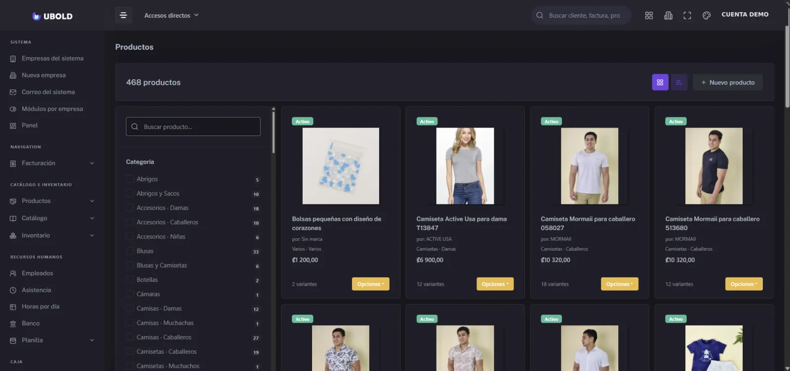 Pantalla del módulo de generación de imágenes de productos con ia en el sistema